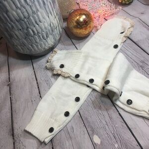 Lace top with button side knit boot sock